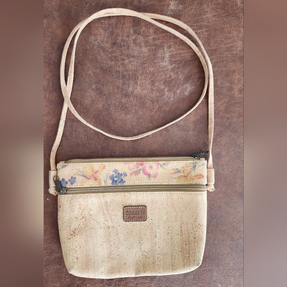 Tan Floral Crossbody Bag